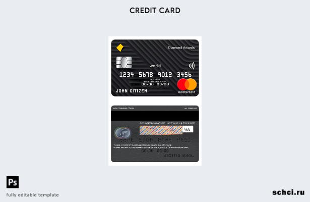 цифровая загрузка шаблона карты Mastercard банка Содружества Австралии
